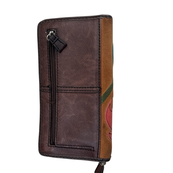 Fossil Key-Per Wallet Floral Print Zip Around Leather 8” x 4.5” Rare - Picture 8 of 9